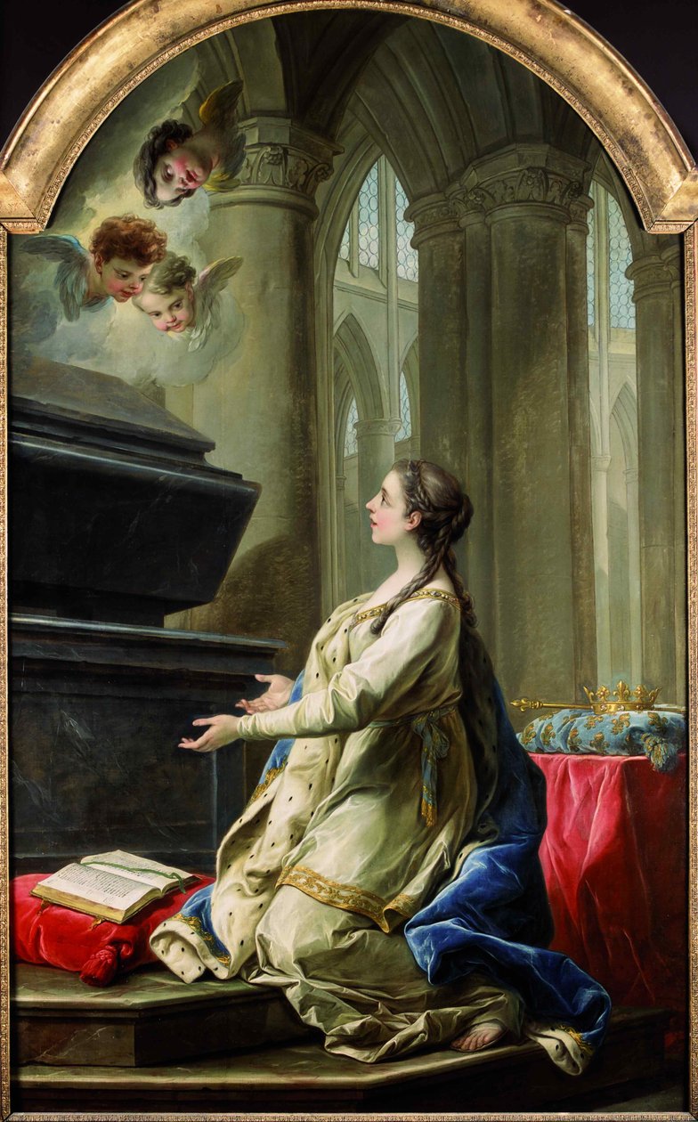 Aziz Clotilde, Aziz Martin'in mezarı başında dua ederken, 1753. by Carle van Loo