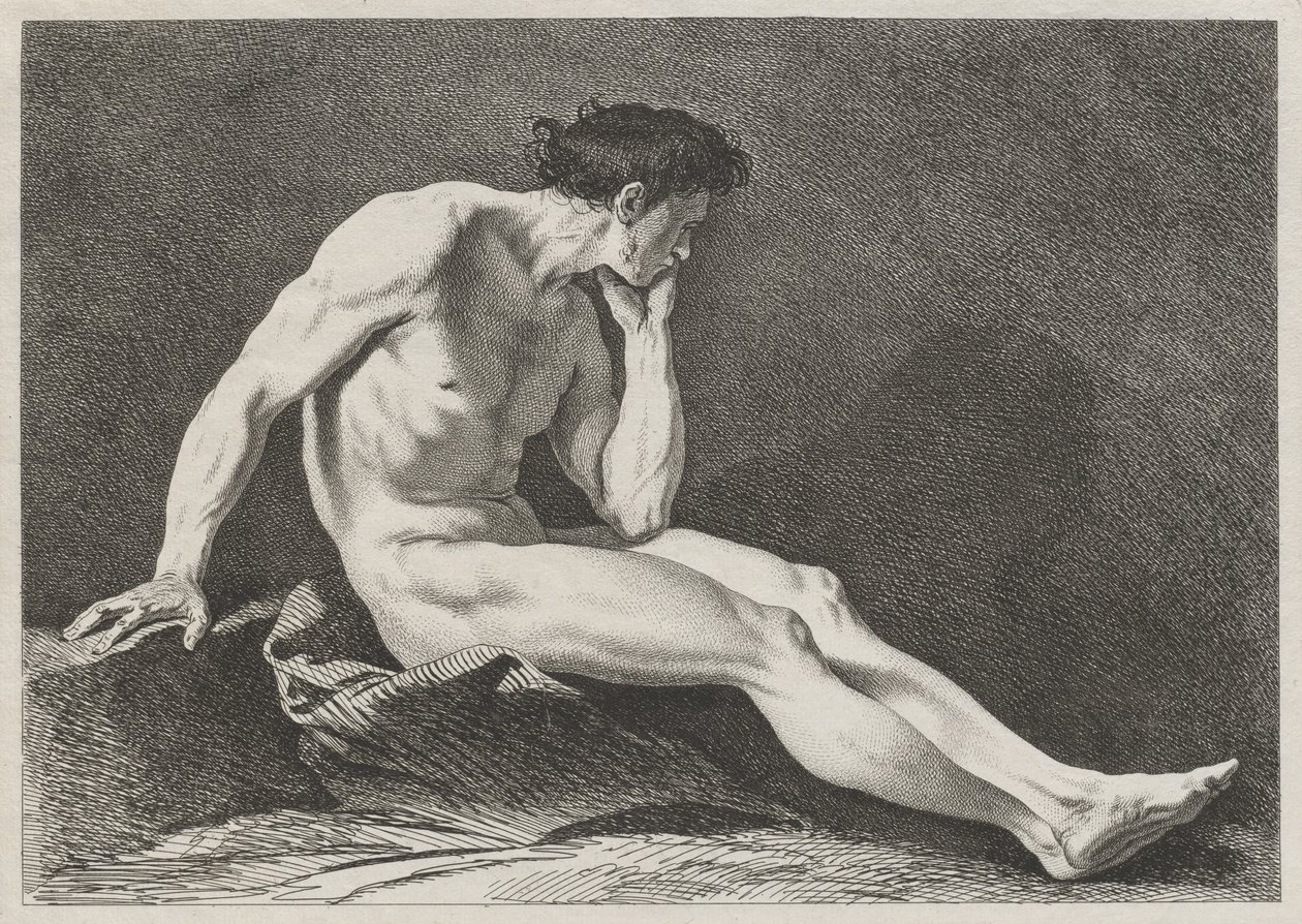 Kafası Elinde Oturan Adam by Carle van Loo