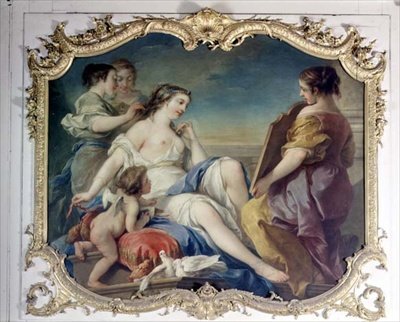 Venüs Tuvaletinde (panelde yağ) by Carle van Loo