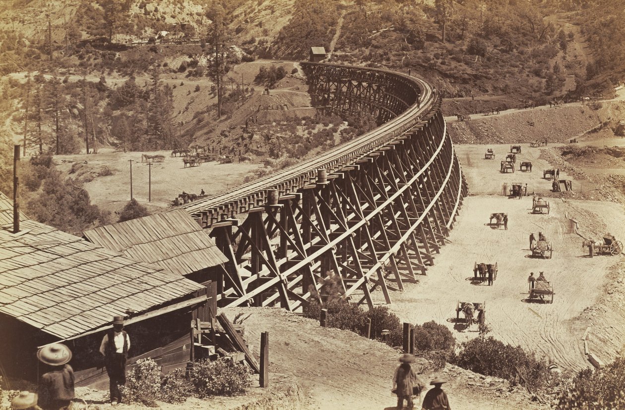 Orta Pasifik Demiryolunda Sehpa by Carleton E. Watkins