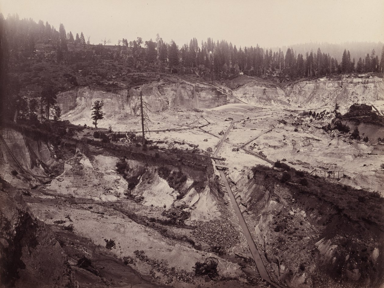 Malakoff Diggins. North Bloomfield Gravel Mining Company, 1871 dolayları (mamut plakalı albümen baskı) by Carleton E. Watkins
