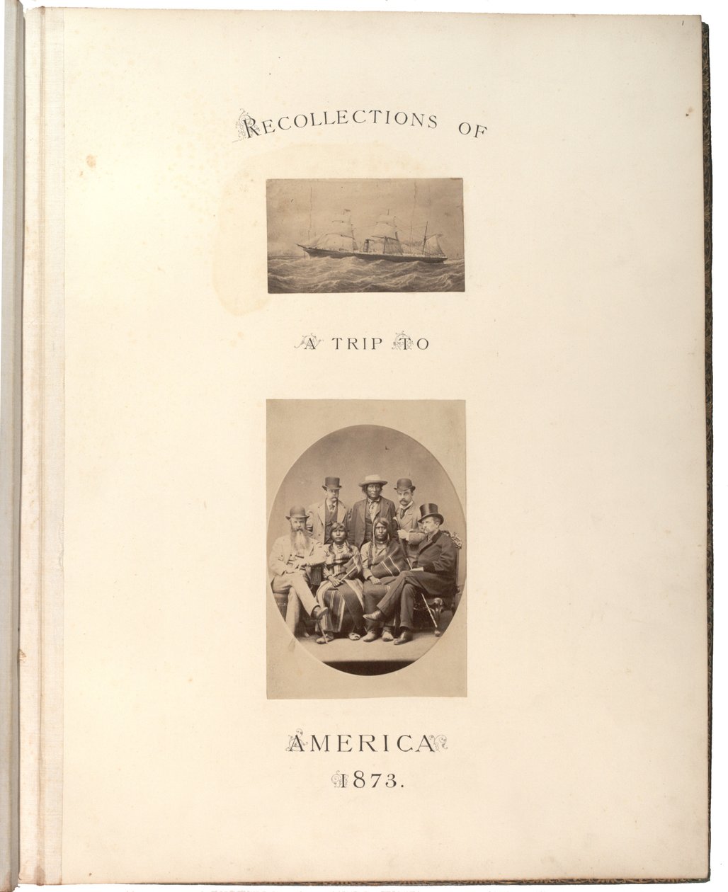 İki fotoğraf: Bir buharlı gemi resminin fotoğrafı, 1873 (sepya fotoğrafı) by Carleton E. Watkins