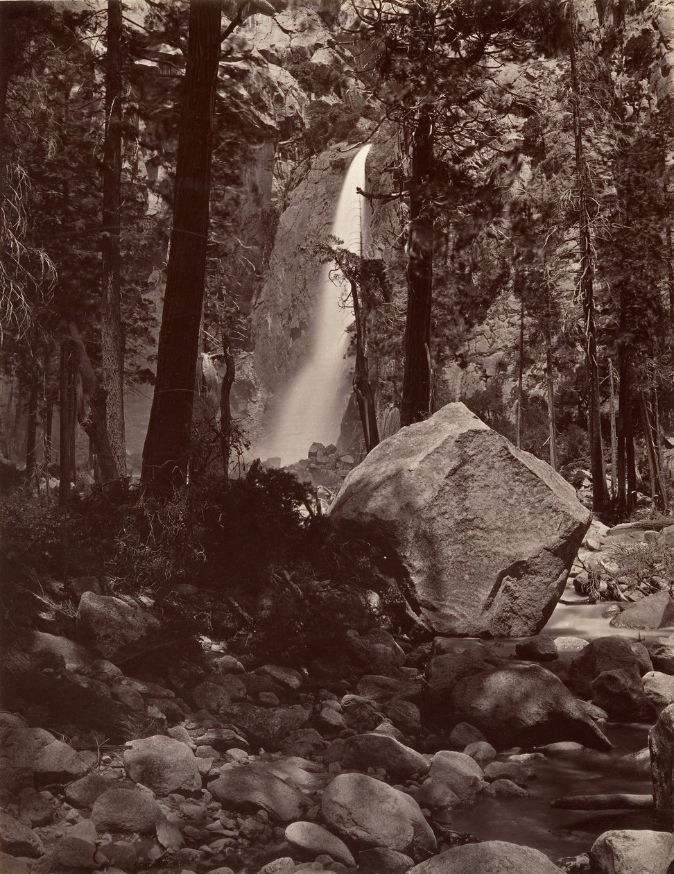 Aşağı Yosemite Şelalesi, 1.600 fit, yaklaşık. 1872, basılmış yaklaşık. 1876. by Carleton E. Watkins.
