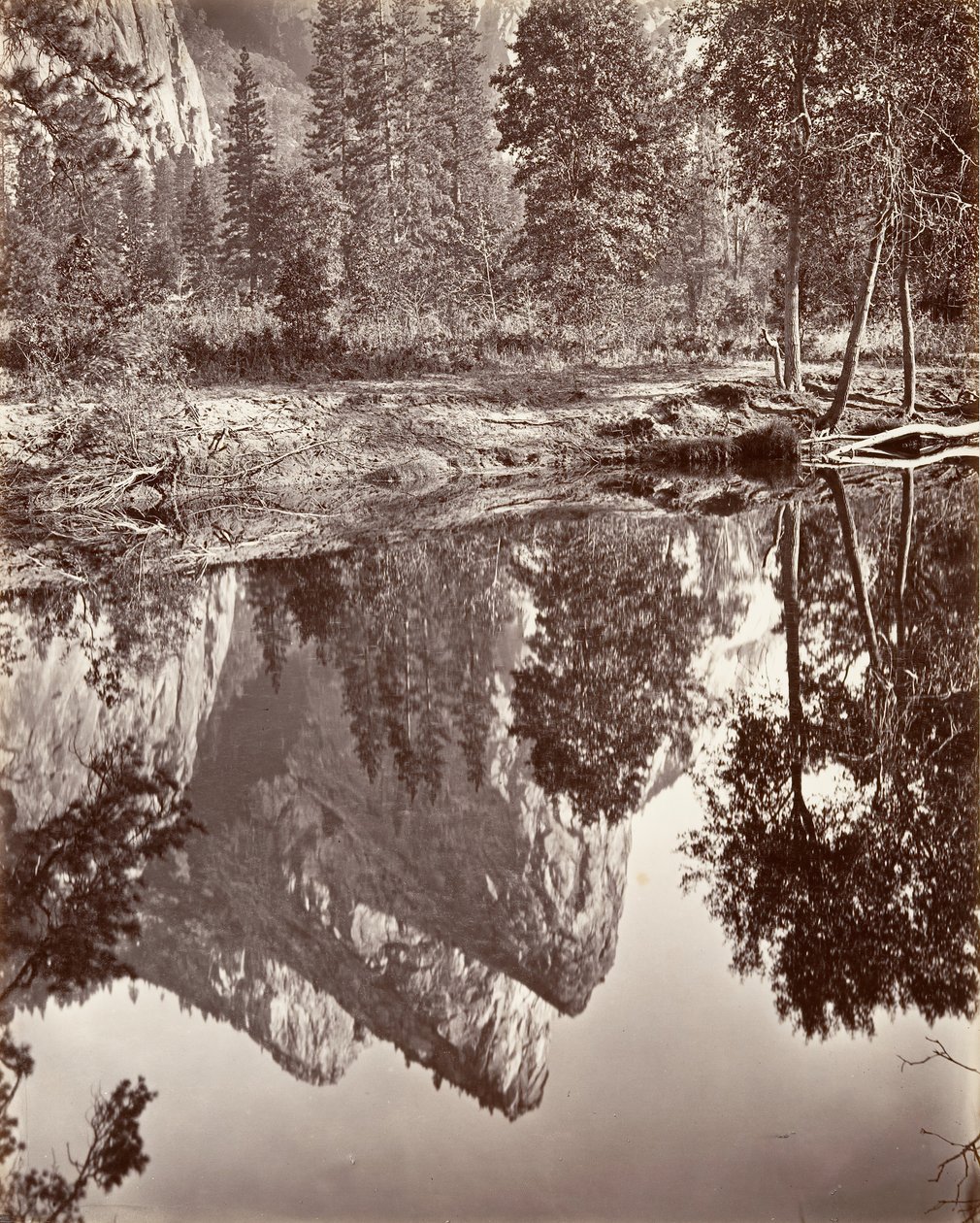 Üç Kardeşin Aynadan Görünümü, Yosemite, yak. 1872, basılmış yaklaşık. 1876. by Carleton E. Watkins.