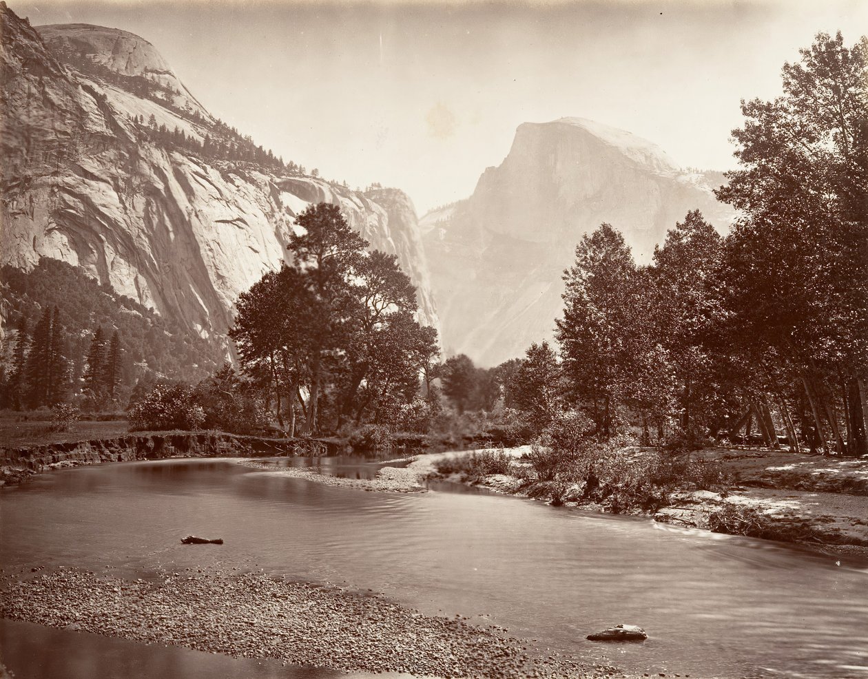 Kuzey ve Güney Kubbesi, Yosemite, yak. 1872, basılmış yaklaşık. 1876. by Carleton E. Watkins.