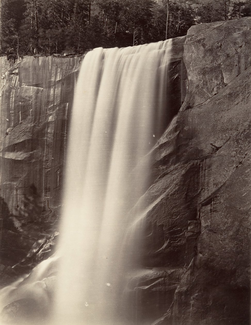 Vernal Şelalesi, 350 fit, Yosemite, yaklaşık. 1872, basılmış yaklaşık. 1876. by Carleton E. Watkins.