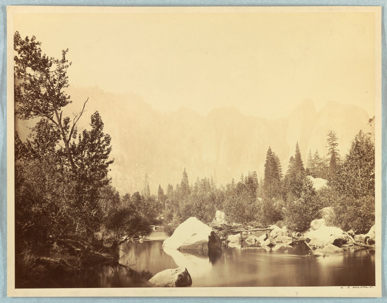 Merced Nehri üzerinde görünüm, Yosemite by Carleton E. Watkins