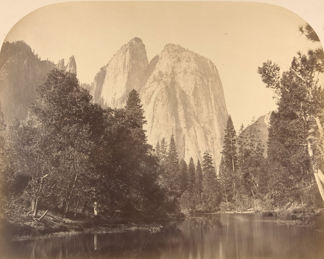 Katedral Kayası, Nehir Manzaralı, 1861. by Carleton Emmons Watkins