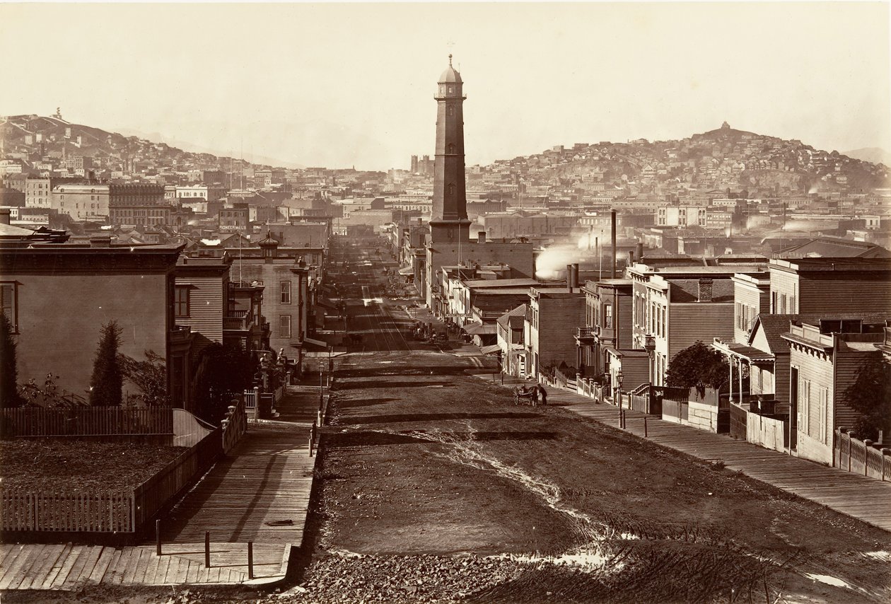 First Street, San Francisco, 1864, basılmış yakl. 1876. by Carleton Emmons Watkins