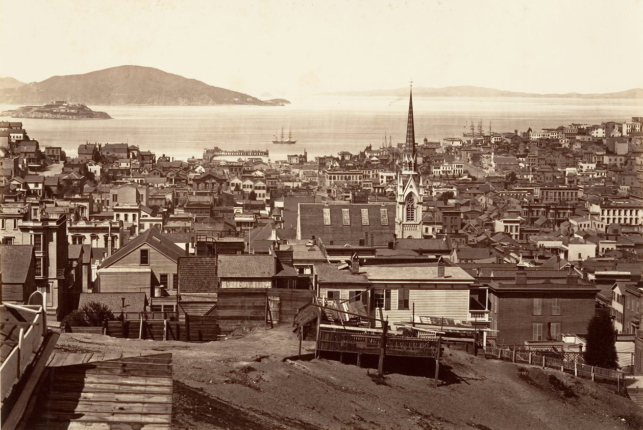 San Francisco, California ve Powell Street, 1864, basılmış yakl. 1876. by Carleton Emmons Watkins