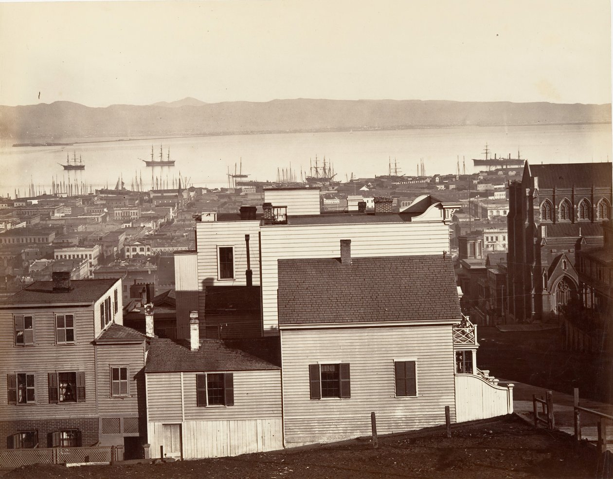 San Francisco, California ve Powell Streets, 1864, basılmış yakl. 1876. by Carleton Emmons Watkins