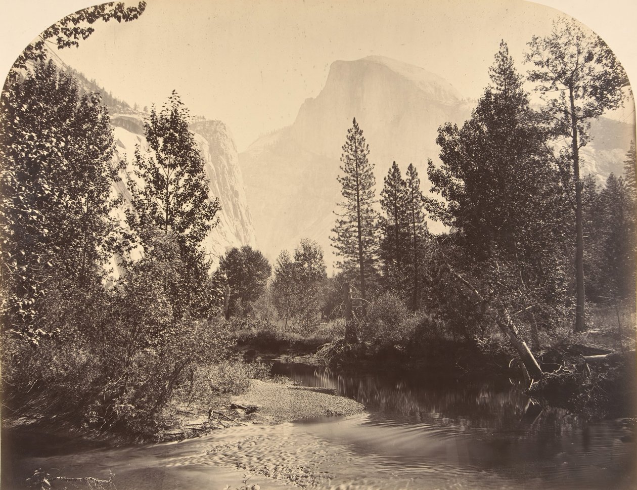 Tasayac veya Yarım Kubbe, 4967 Feet, 1861. by Carleton Emmons Watkins