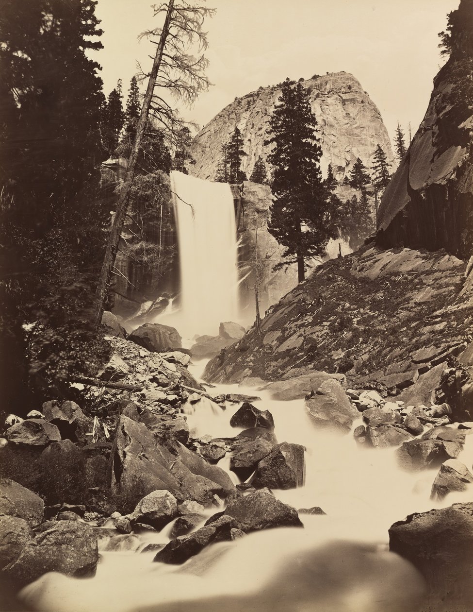 Vernal Fall, Yosemite, 1865-66, basılmış yakl. 1875. by Carleton Emmons Watkins