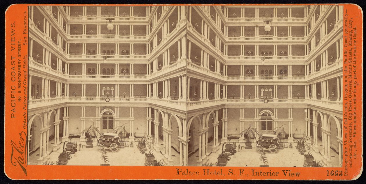 Palace Hotel, S.F., İç Görünüm by Carleton Watkins