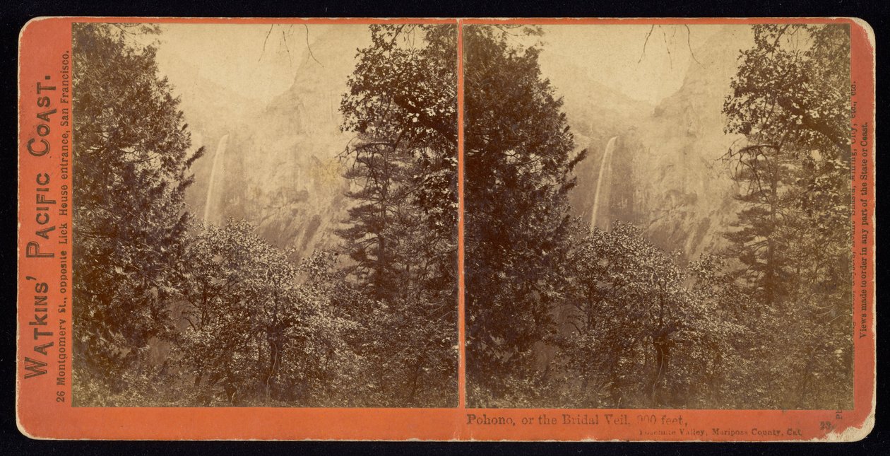Pohono veya Gelin Peçe, 900 fit, Mariposa County, Ca by Carleton Watkins