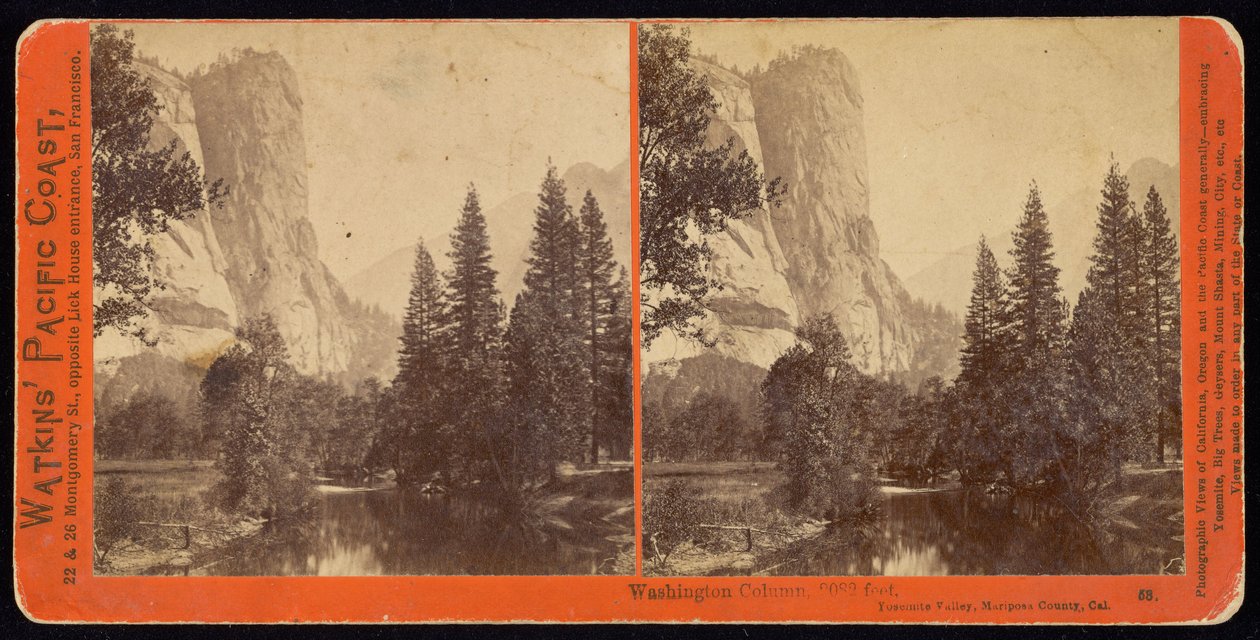 Washington Sütunu, 2082 fit, Yosemite Vadisi, Mariposa İlçesi, Ca by Carleton Watkins