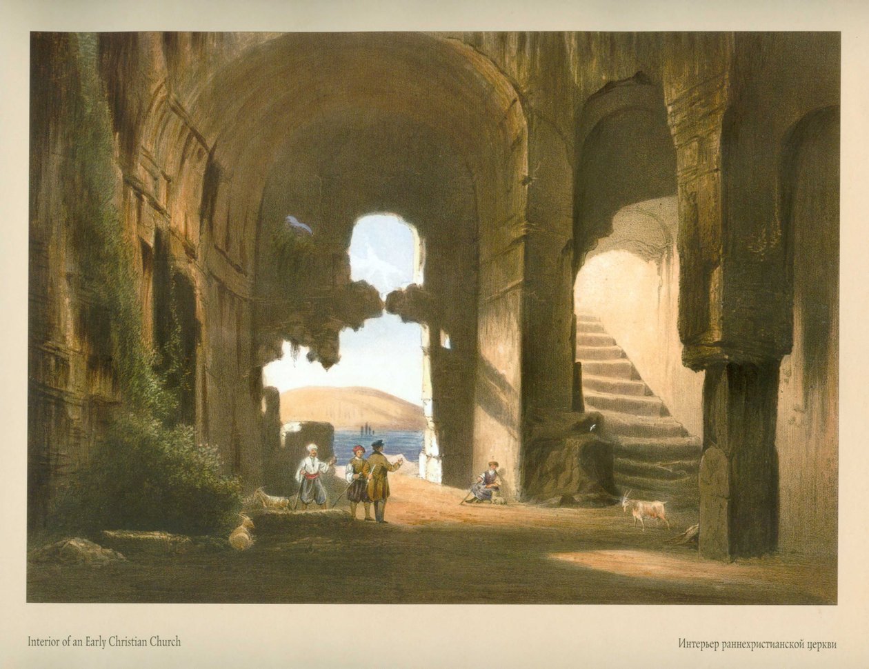 Carlo Bossoli. Erken Hıristiyan kilisesi iç by Carlo Bossoli