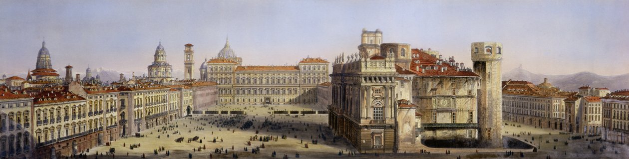 Piazza Castello, Torino, F. Citterio tarafından oyulmuş by Carlo Bossoli