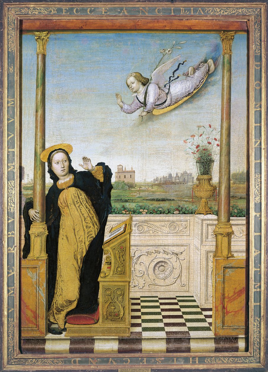 Triptych, central panel: the Annunciation  by Carlo Braccesco