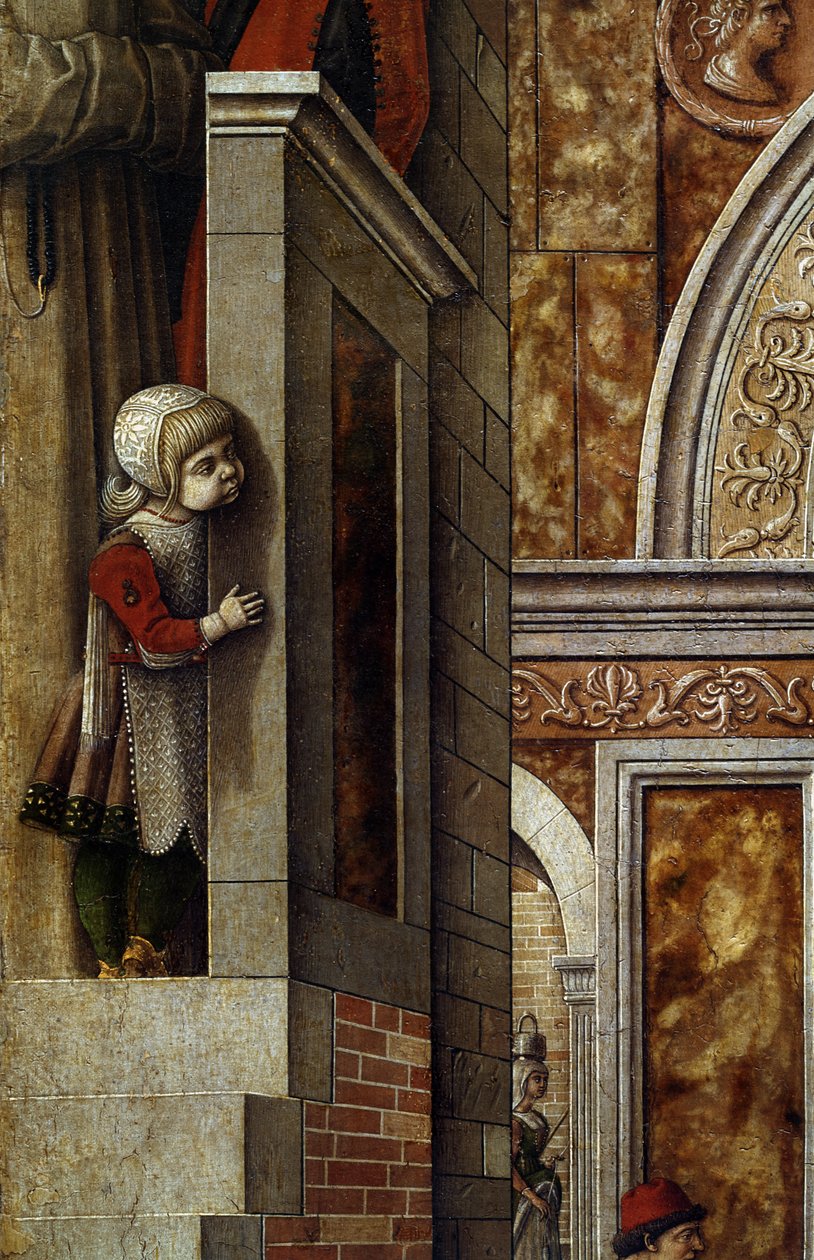 Aziz Emidius ile Müjde, 1486 (tuval üzerine tempera ve yağlı boya) (97895 detayı) by Carlo Crivelli