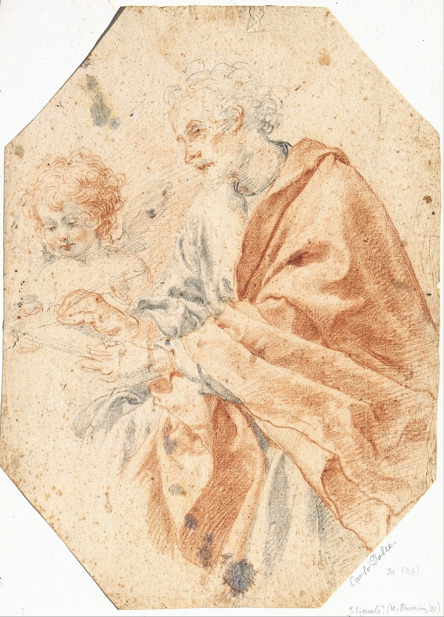 Evangelist Matta ve Meleğin İncelenmesi by Carlo Dolci