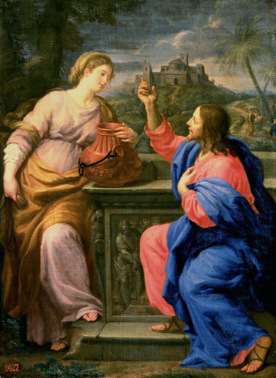 İsa ve Samiriyeli Kadın by Carlo Maratta or Maratti