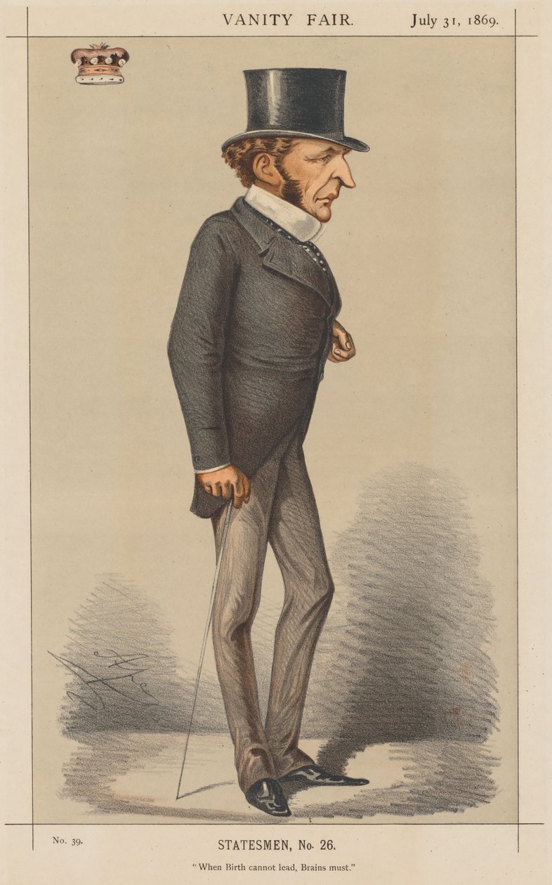 Vanity Fair: Devlet Adamı No. 26 Doğum önderlik edemediğinde, Beyinler gerekir., 1869. by Carlo