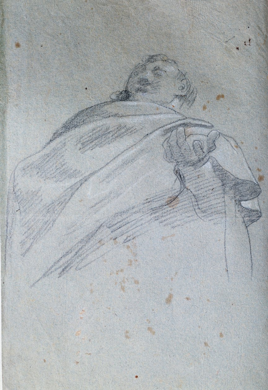 Erkek drape büstü Mürekkeple çizim ve Carlo Bononi (1569-1632) 17. yüzyıl Paris