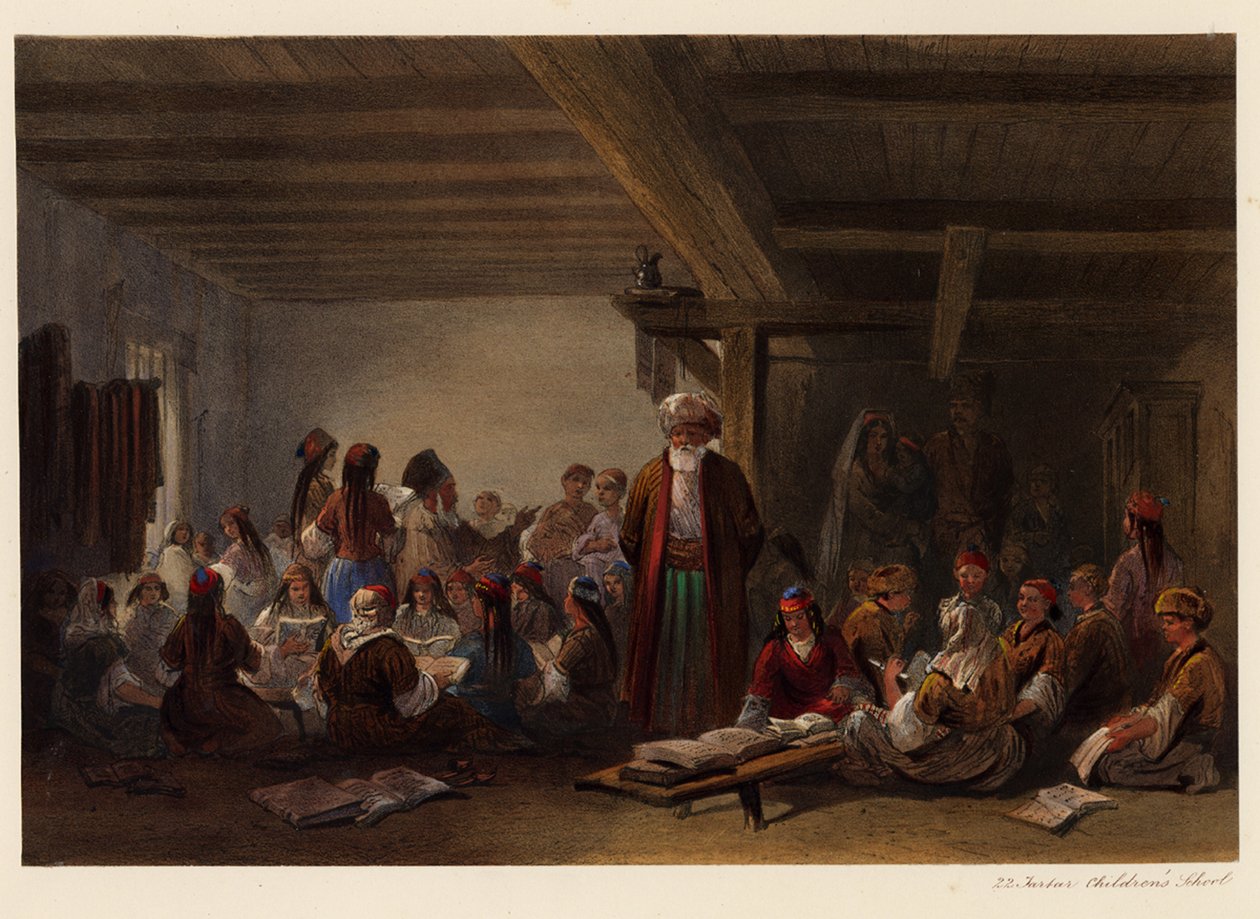 Kırım Tatarları Çocuk Mektebi, 1856 by Carlo Bossoli