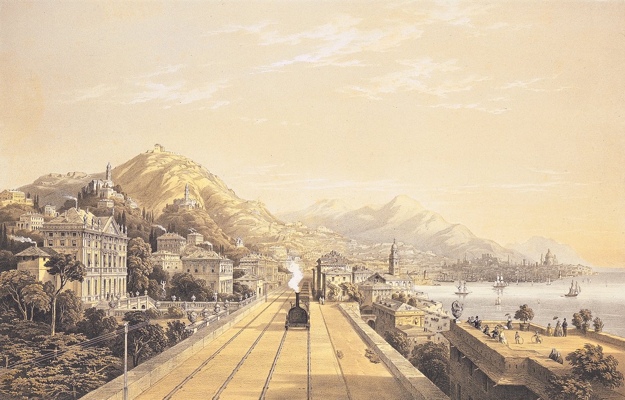 "Torino ve Cenova Arasındaki Demiryolundan Görünümler" den ön yazı, 1853 by Carlo Bossoli