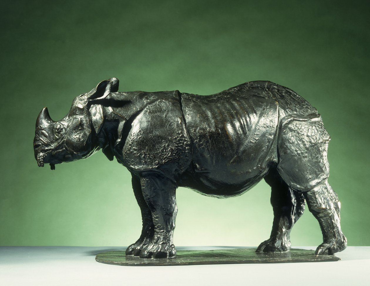 3 Yaşındaki Gergedan; Rhinoceros de 3 Ans, c.1910 (siyah kahverengi patinalı bronz) by Carlo Bugatti