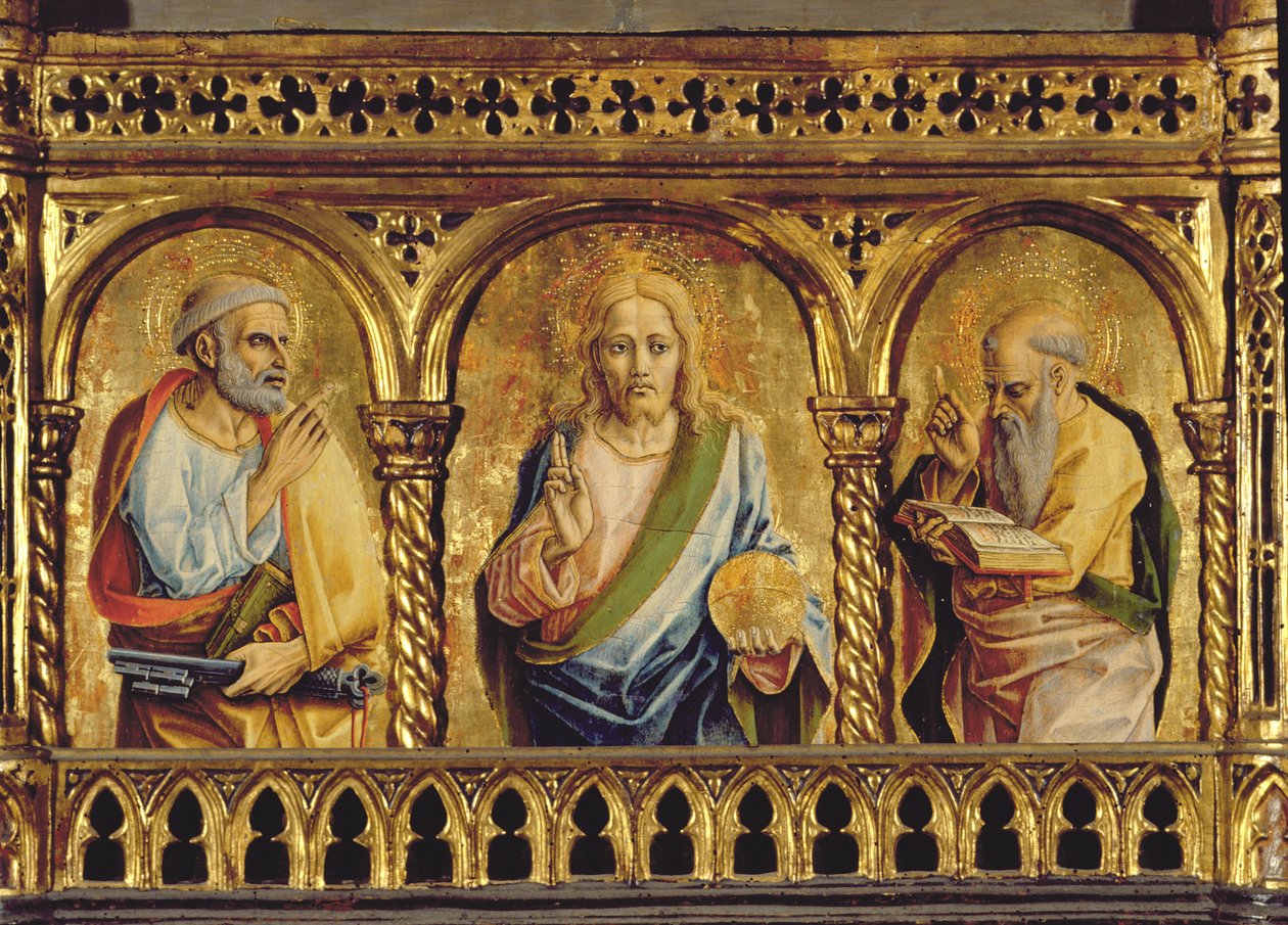St. Peter ve St. Paul ile İsa, 76636 panel detayında SantEmidio poliptik temperadan detay by Carlo Crivelli