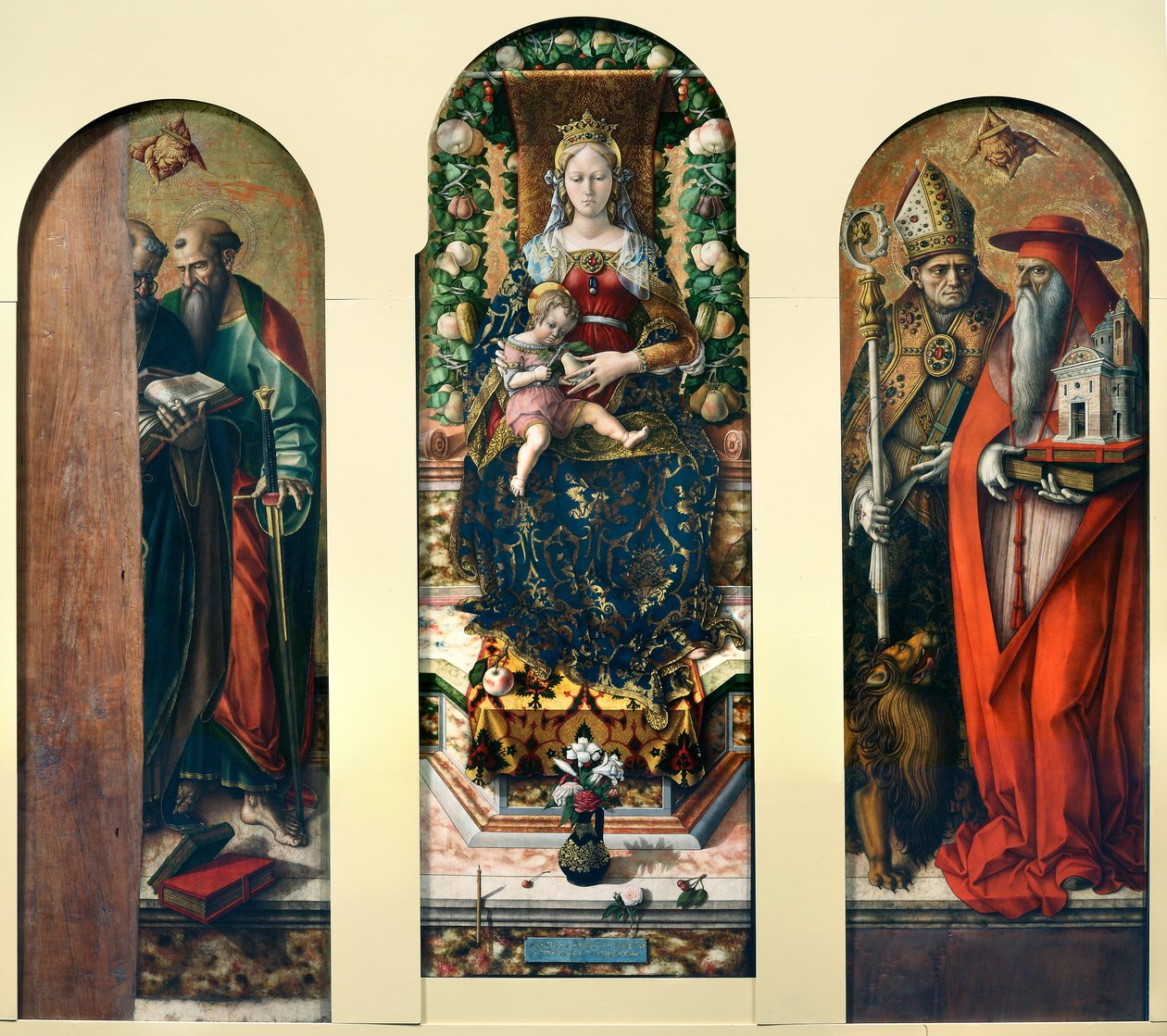 Madonna ve Çocuk ve Azizler Peter ve Paul, Ansovino ve Jerome by Carlo Crivelli