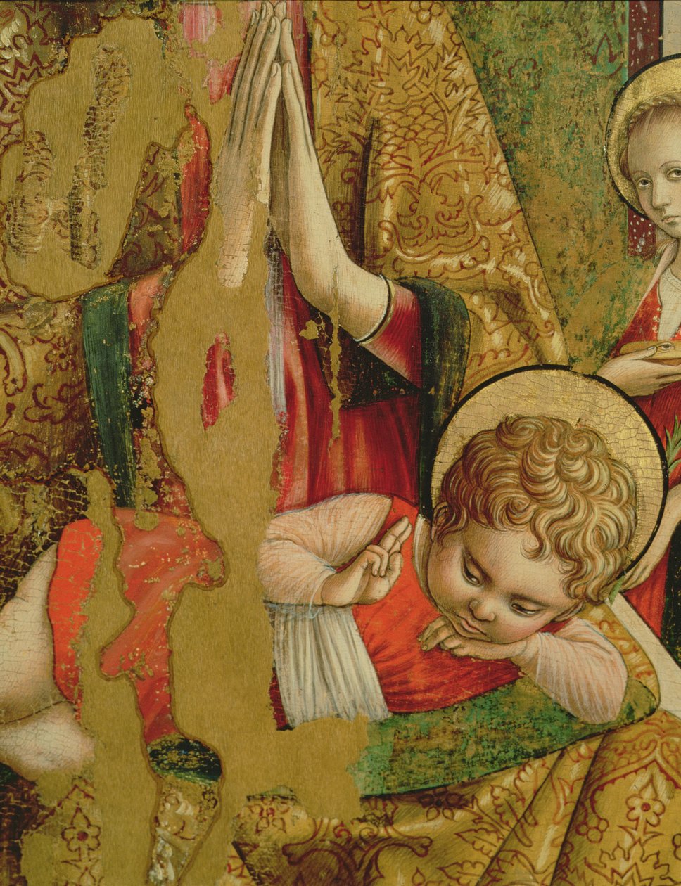 Madonna ve Çocuk, 76632 panel detayında Valle Castellamo tempera