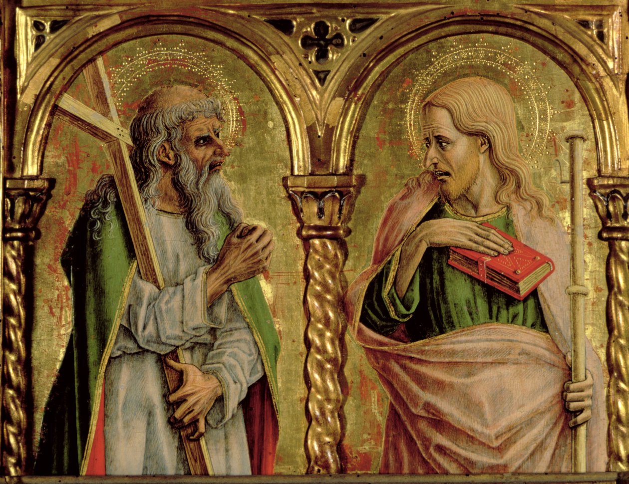 St. Andrew ve St. James the Greater, SantEmidio poliptiğinden detay, 76636 panel detayında 1473 tempera by Carlo Crivelli