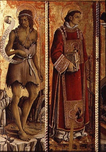 Vaftizci Yahya ve Aziz Lawrence, San Silvestro poliptiğinden detay by Carlo Crivelli