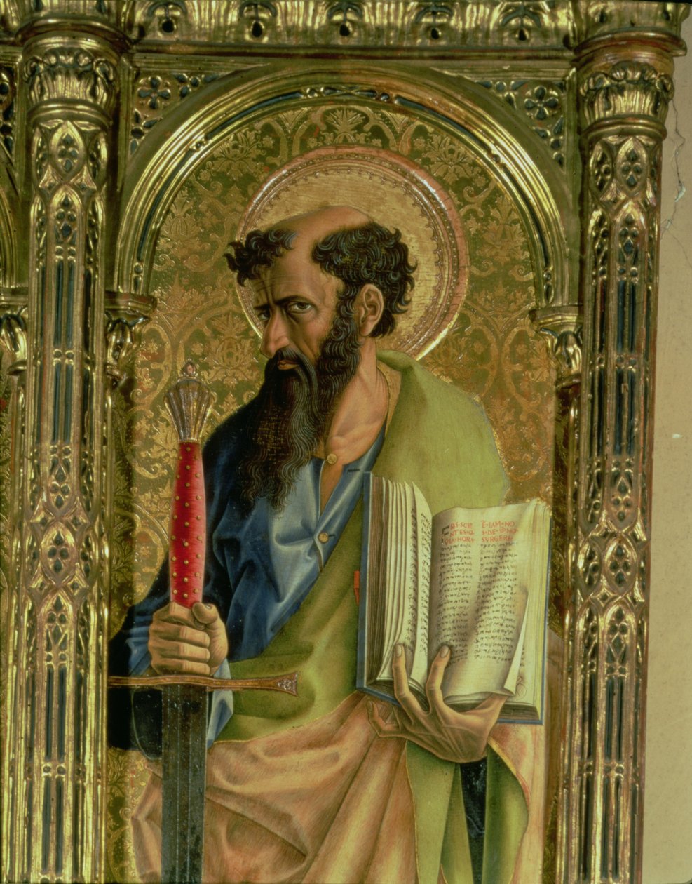 St. Paul, SantEmidio poliptiğinden detay, 76636 ve 76646 panel detayında 1473 tempera by Carlo Crivelli