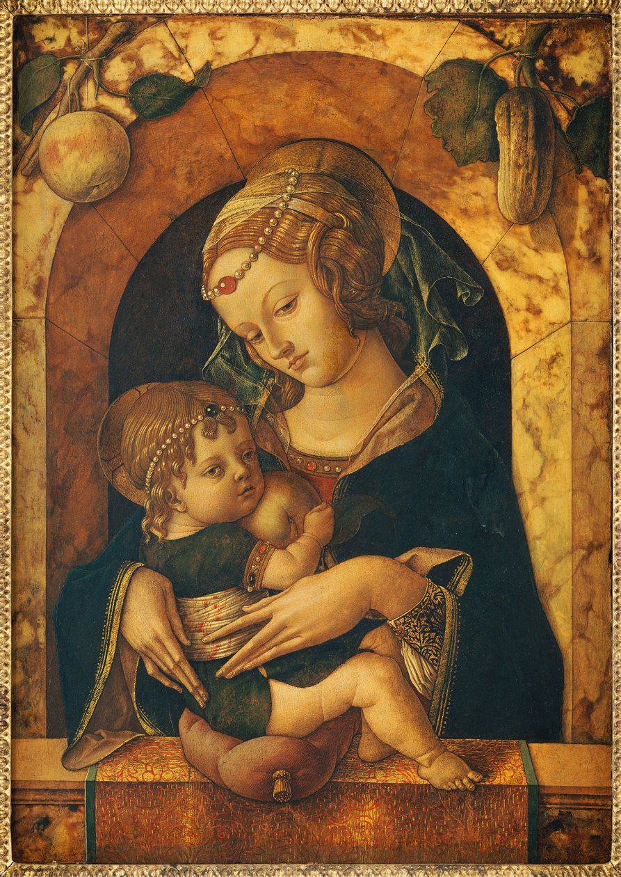 Madonna ve Çocuk mermer bir korkulukta by Carlo Crivelli
