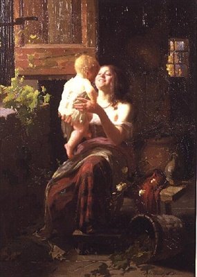 Anne (tuval üzerine yağlı boya) by Carlo Facchinetti