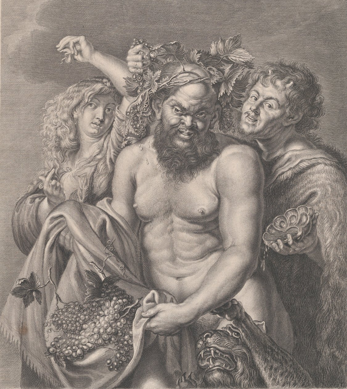 Bir Bacchante ve bir faun eşliğinde Bacchus, 1768 by Carlo Faucci