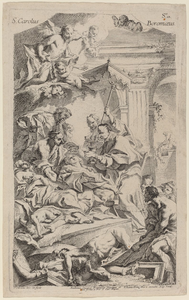 San Carlo Borromeo Veba Kurbanlarına Son Komünyonunu Veriyor by Carlo Innocenzo Carlone