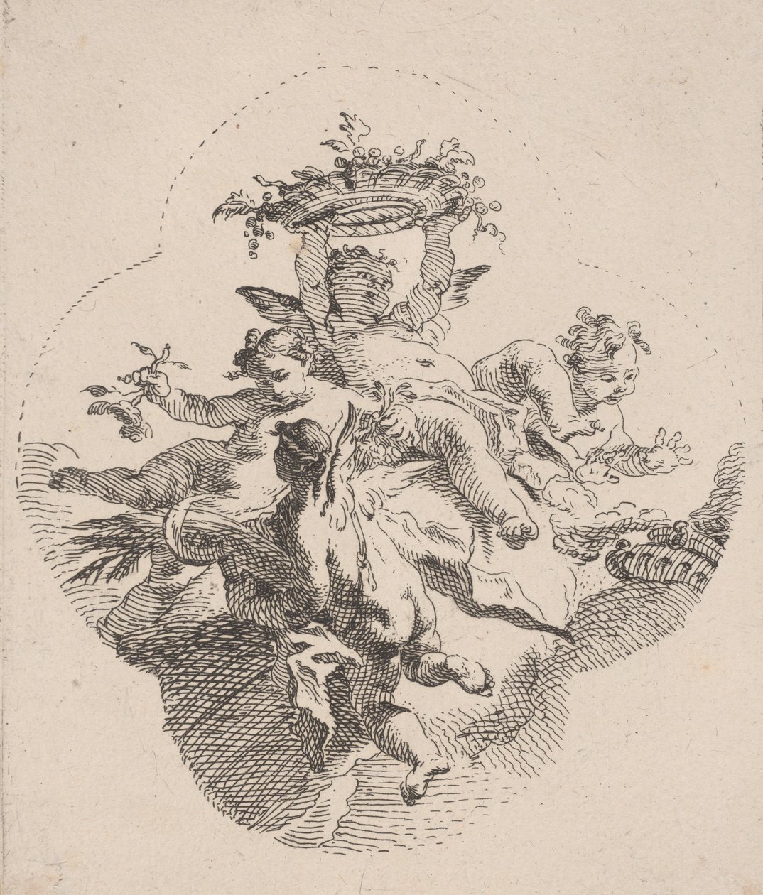 Putti tutan çiçekler, 1725-75. by Carlo Innocenzo Carloni