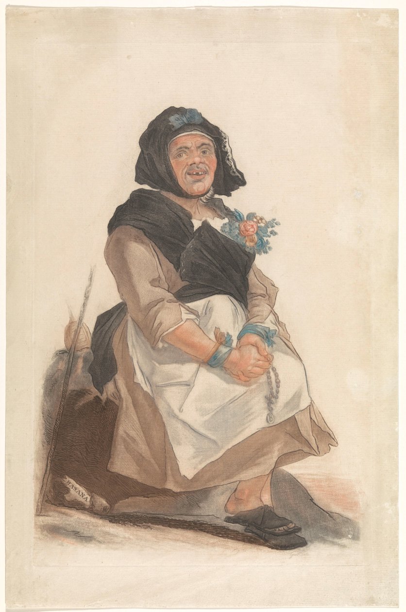Als vrouw verklede adam rozenkrans, zittend Basana ile tanıştı (nesne üzerindeki başlık) by Carlo Lasinio