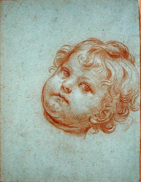 Angel of Head (kağıt üzerinde tebeşir) by Carlo Maratta or Maratti