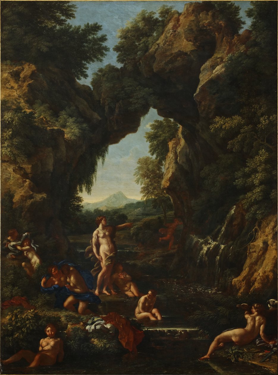 Diana ve Actaeon ile manzara, c.1657 (tuval üzerine yağlı boya) by Carlo Maratta or Maratti