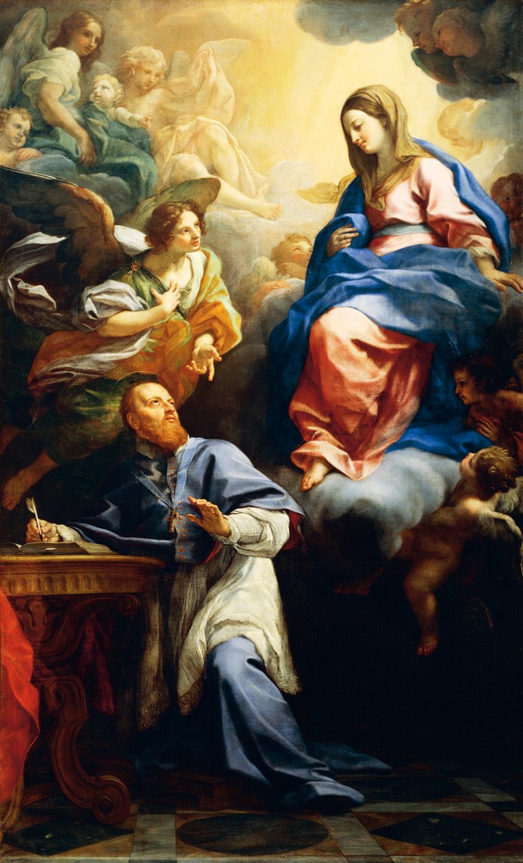 Francis de Sales'e görünen Çocuklu Bakire by Carlo Maratta or Maratti