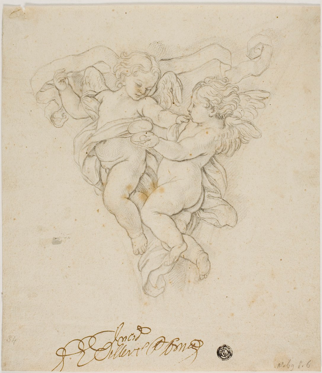 İki Puttili Spandrel Süsleme by Carlo Maratti