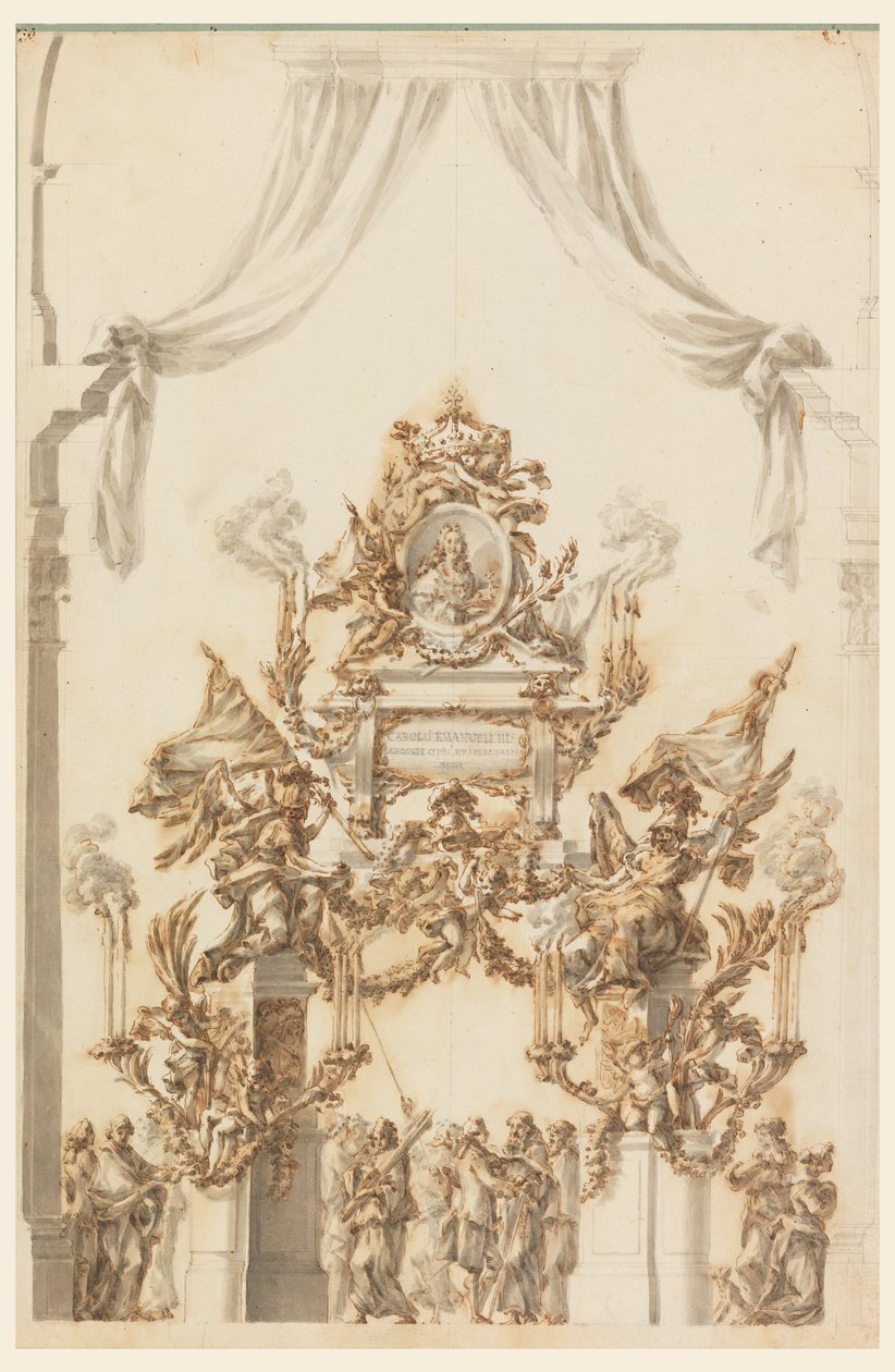 Sardunyalı Charles Emanuel III için Katafalk Tasarımı by Carlo Marchionni