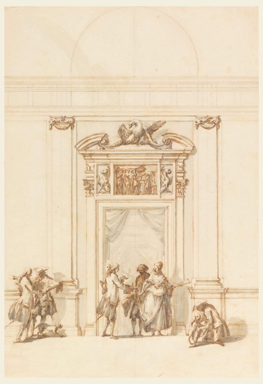 Kuzey Portalı, Büyük Galeri, Villa Albani, Roma, İtalya için Tasarım by Carlo Marchionni