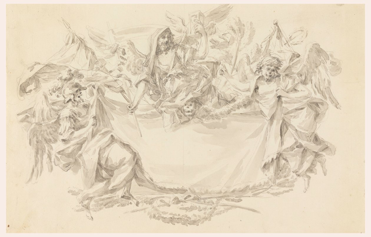 Çizim, Yazıt yeri olarak bir kumaş tasarımı, 1750-86 by Carlo Marchionni